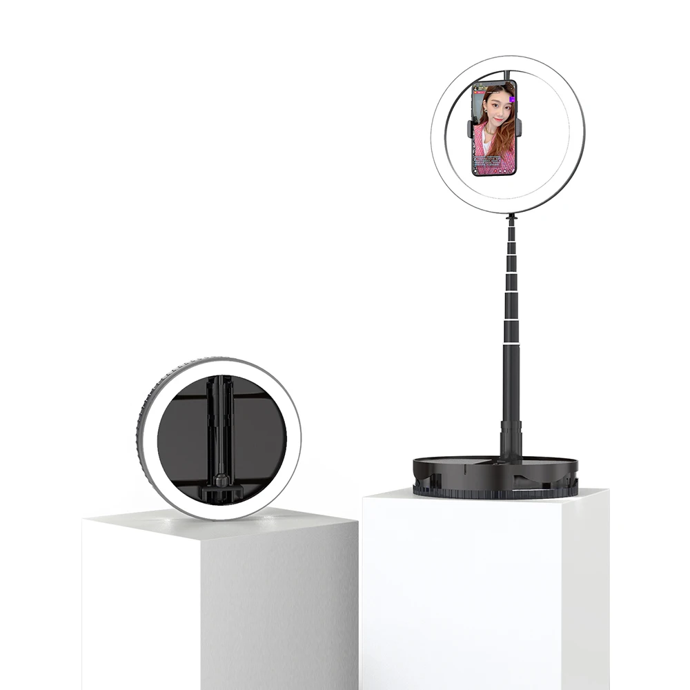 

selfie ring light with stand,10" foldable Selfie desk led ring light with stand,online lowest price, Black