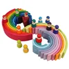12Pcs Rainbow Stacker Wooden Toys For Kids Creative Rainbow Building Blocks Montessori Educational Toy