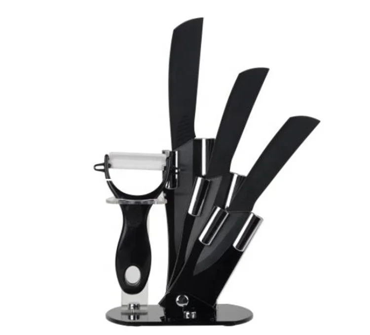 

Ceramic Black Blade Knife Set with 5 Pieces Knives with Acrylic Holder Knife Set with Peeler