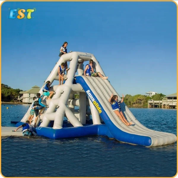 

Outdoor Float Water Sport Games Commercial Inflatable Water Park Slide for sale, Blue, yellow, green white,