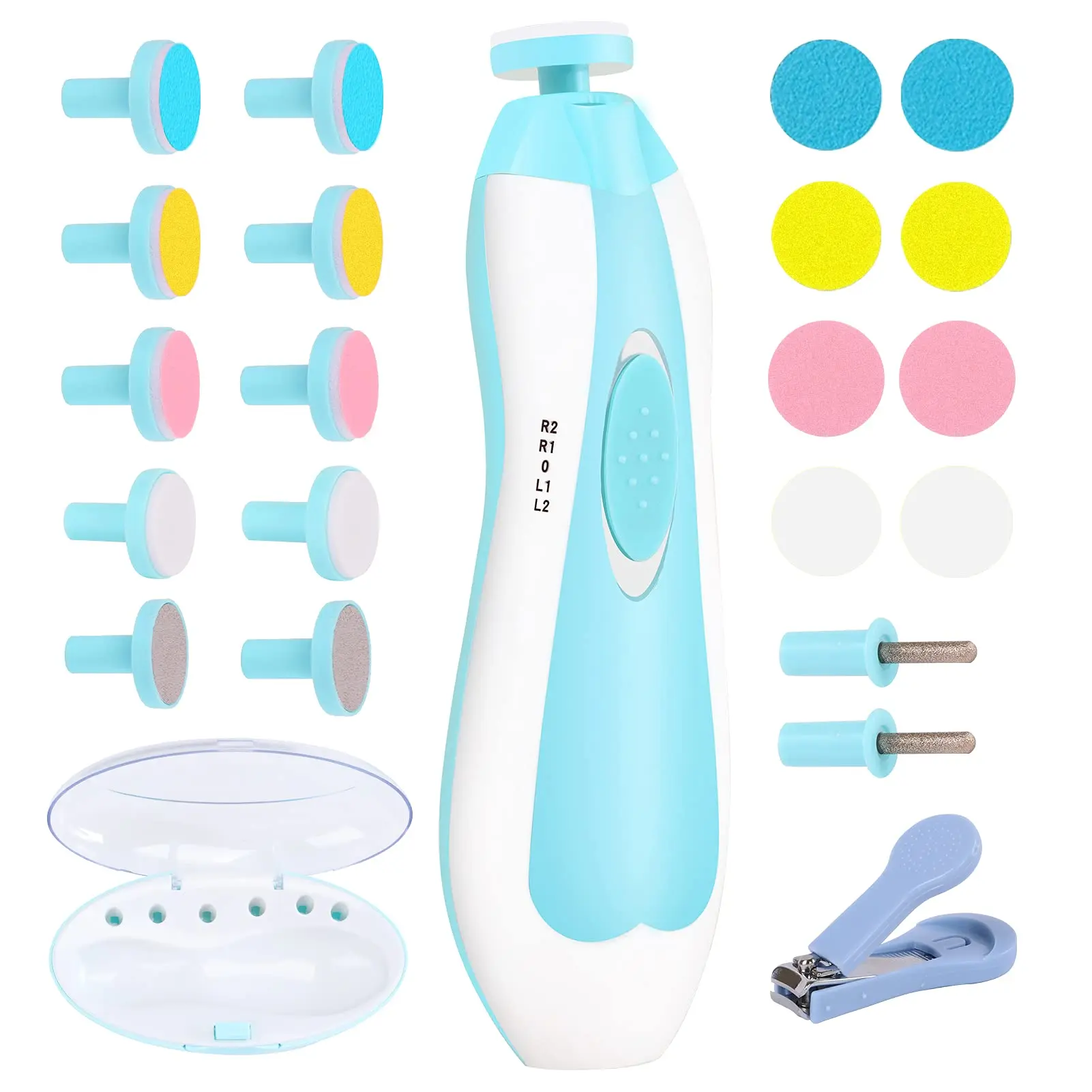 

2022 amazon baby nail trimmer file electric nail grinder automatic cuticle professional mini nail clipper with replacement pads, Pink,blue,accept custom color