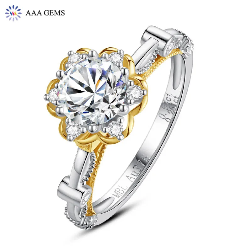 

AAA Gems New Arrival Rose mix White Gold Engagement Jewelry 10K Moissantie Diamond Ring, Picture shows