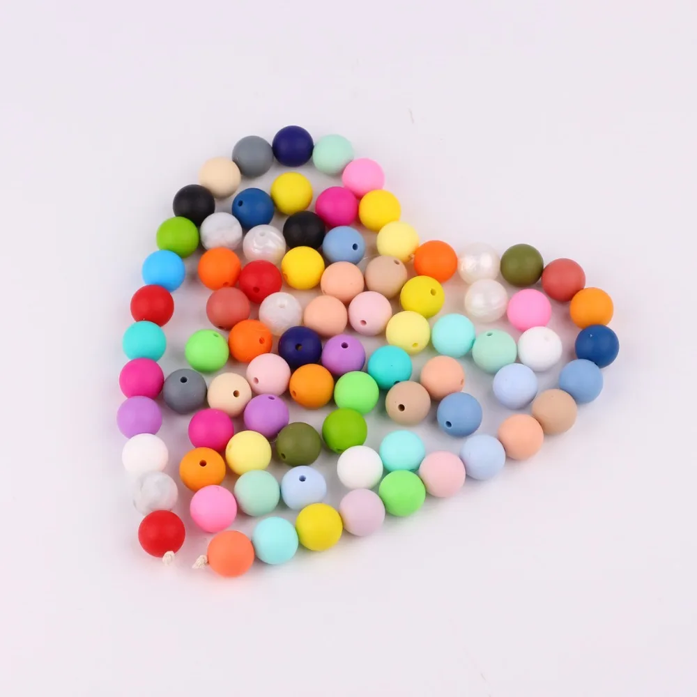 

Round Silicone Beads Food Grade for Baby Molar Necklace Jewelry DIY Teether Loose Beads, 30colors