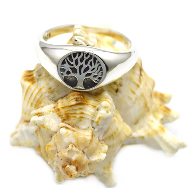 

925 sterling silver signet ring tree of life engraving design jewelry can custom any design ring, Silver color