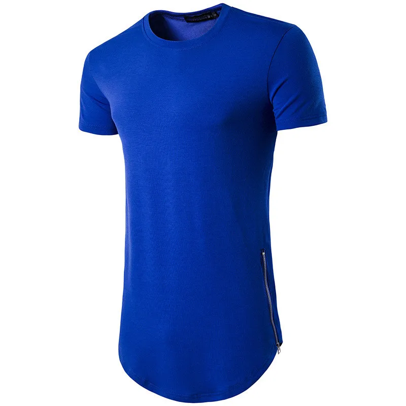 

Custom Men'S Bulk Long Fashion T-Shirt Men Tall Streetwear Side Zipper Tees Wholesale, Stock color /custom color