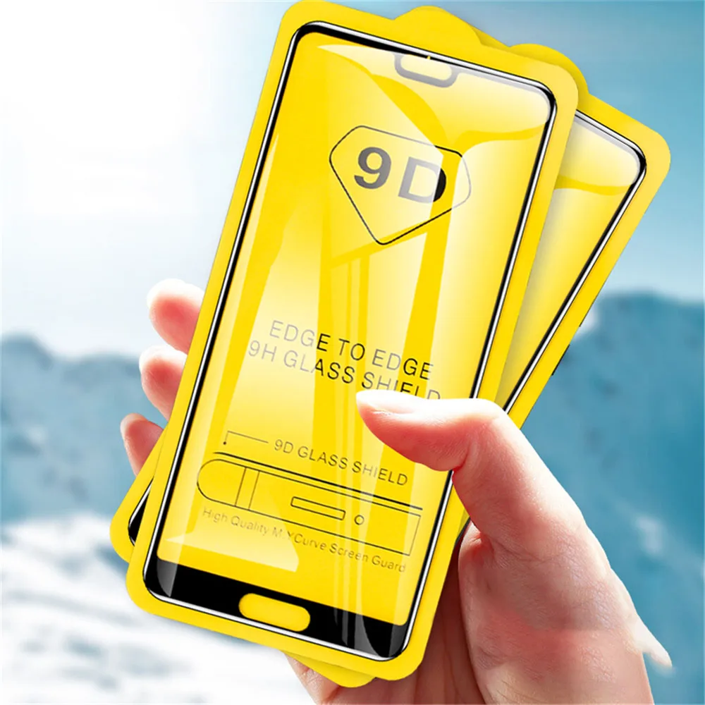 

9D Full Cover Tempered Glass For Huawei P30 P10 P20 Lite Pro Protective Film P Smart Plus Z 2018 2019 Screen Protector Film, Black