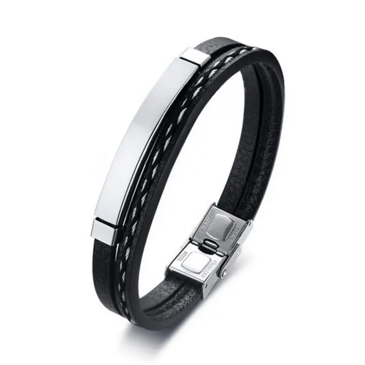 

Wholesale Brand New Fashion Jewelry Bangles Bracelets Stainless Steel Leather Bracelets Knit Hot Sales, Picture shows