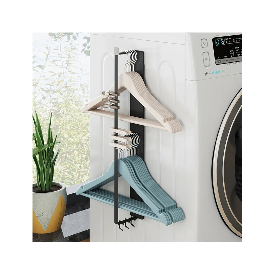 

Quick delivery clothes storage rack magnetic washing machine balcony laundry magnetic clothes rack storage rack, Black/white