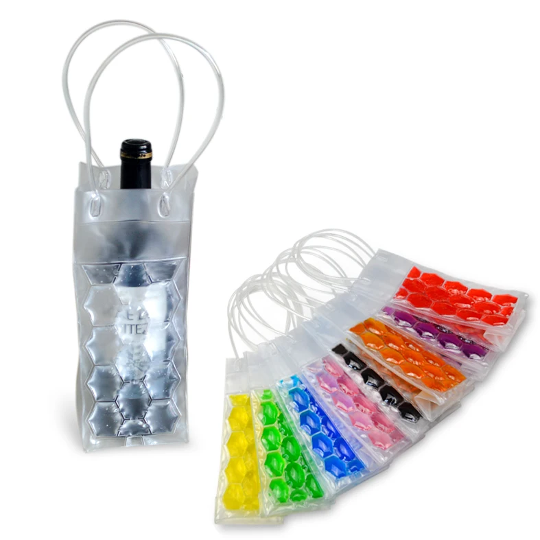 
Travel Plastic Transparent PVC Disposable Freezer Liquor PVC Bottle Ice Tote Wine Gel Cooler Bag 