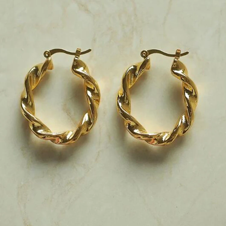 

Jewelry Women Female Hoop Earring Steel Hoop Earring Twisted Gold Hoop Earring, Gold,rose gold,black and silver