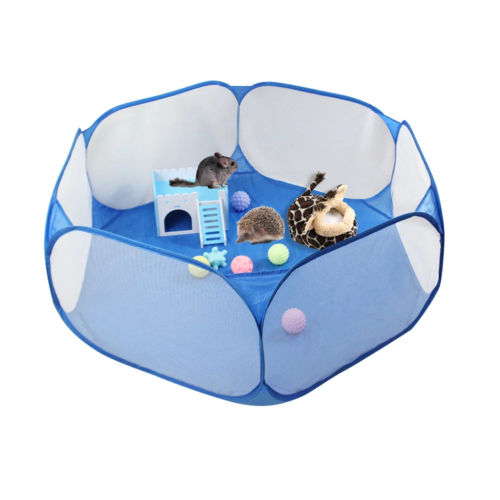 

2020 Cheap High quality Foldable Dog Tent House Outdoor indoor Puppy Pet Cage Octagon Fence Portable Camping Kennel, Blue