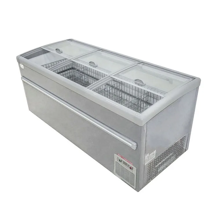 850l Supermarket Ice Cream Freezer Sliding Glass Door Deep Display