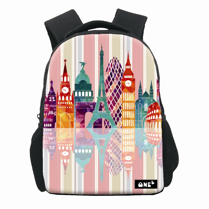

City design print cartoon bags for primary school lightweight school bag wholesale large capacity shoulder strap adjustable, Customized