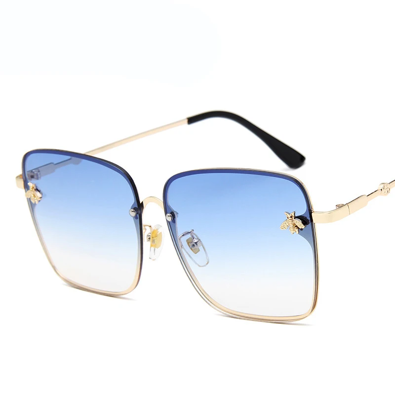 

SKYWAY Luxury Square Bee Sunglasses Women Men Retro Brand Designer Metal Frame Oversized Sun Glasses Female Gradient Shades