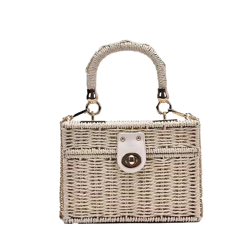 

Wholesale Woven Rattan Bag Square Straw Shoulder Small Beach Handbags Women Summer Hollow Handmade straw Messenger Bags, More