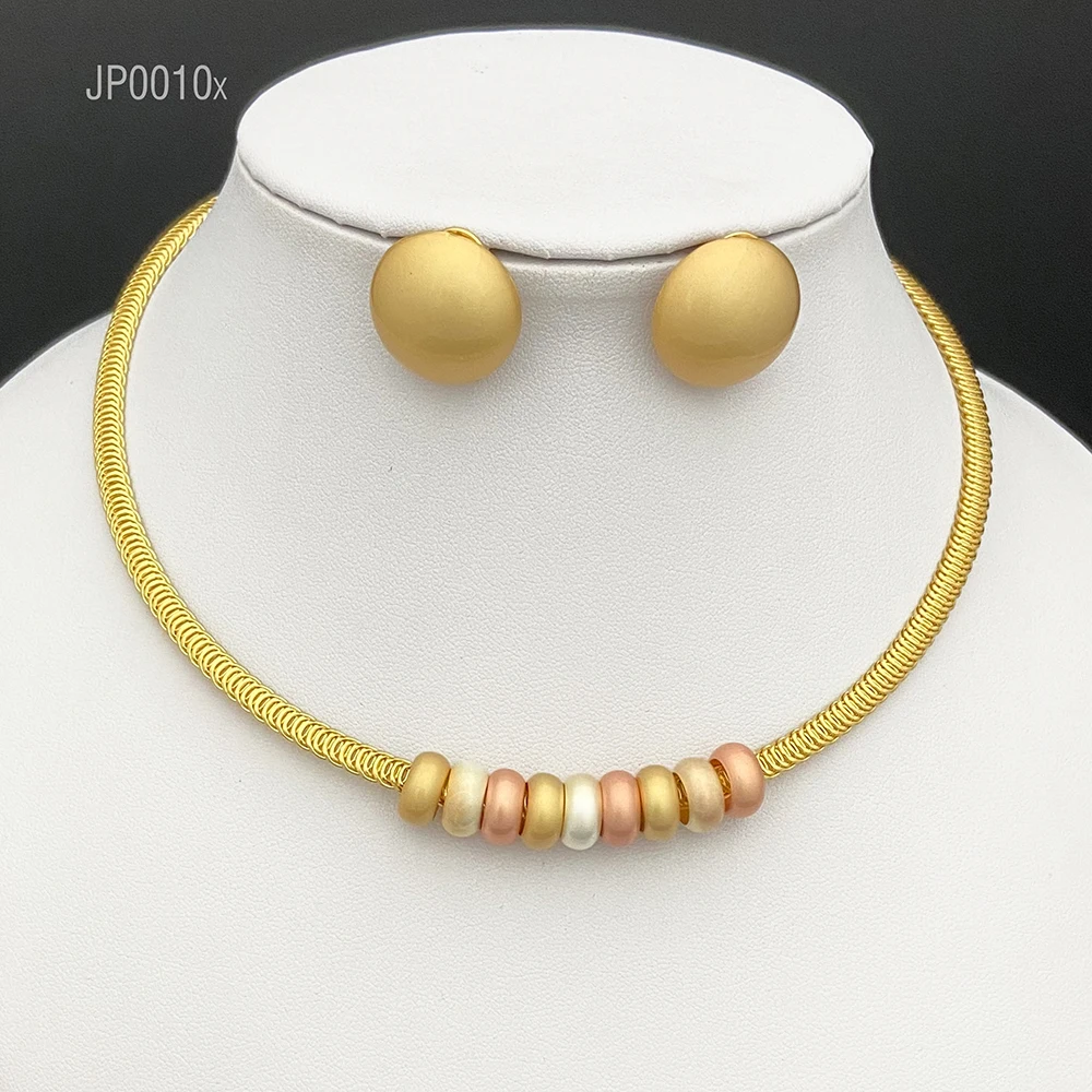 

2022 Custom New Gold Plated Jewelry Sets Luxury Jewellery Bridal Wedding Earrings Necklace Jewelry Set for Women