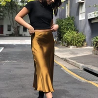 

Skirt Factory Customized Satin Midi length Fishtail Trumpet Mermaid Skirt Skirts For Women