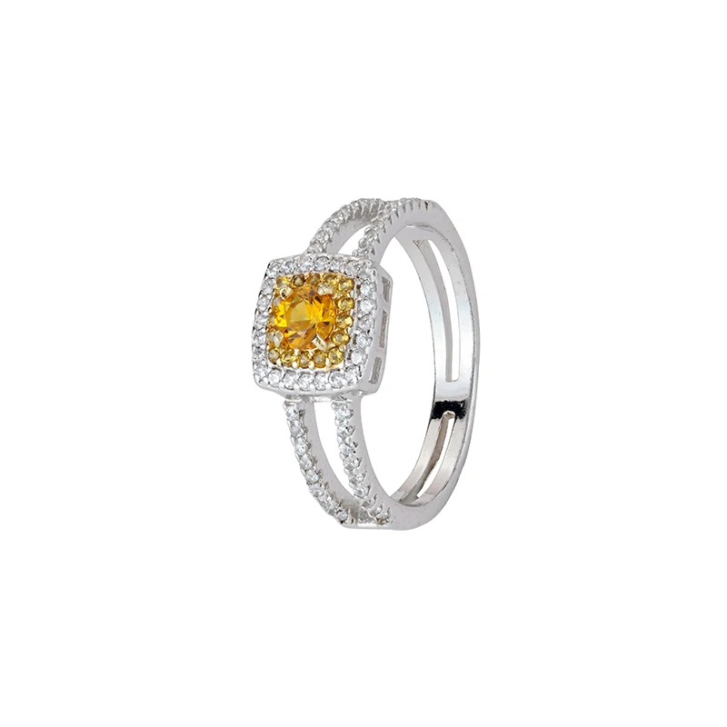 

Square Stone Ring 925 Sterling Silver Cubic Zirconia Square Stone Pave Luxury Rings