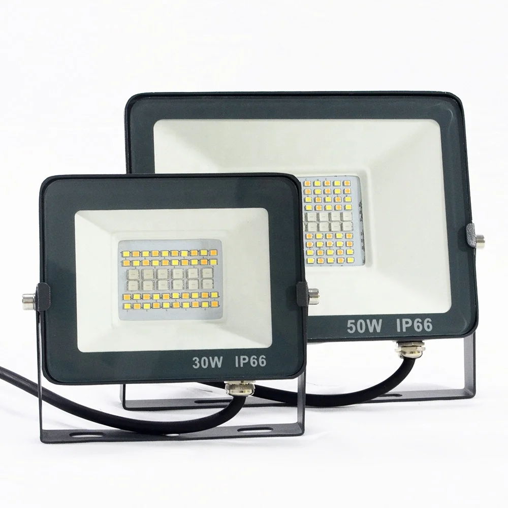 50 Watts Brightness Dimmable Ip66 30 Watt Rgb Led Flood Light For Smart Lighting System App Control Switch