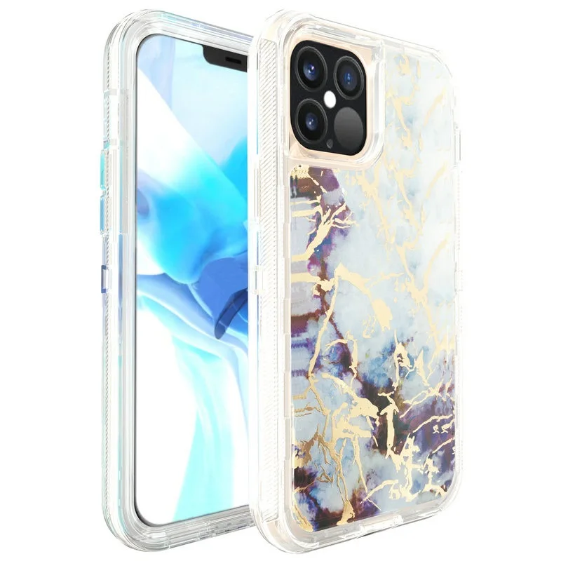 

Marble Defender Case For iPhone 12 Pro Max 11 X Xs XR 6 6S 7 8 Plus Heavy Duty Rugged Hybrid Armor Shockproof Phone Cover
