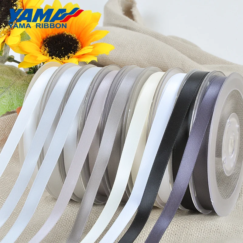 

YAMA Factory Wholesale Double Faced Smooth 9mm Black White Satin Ribbon