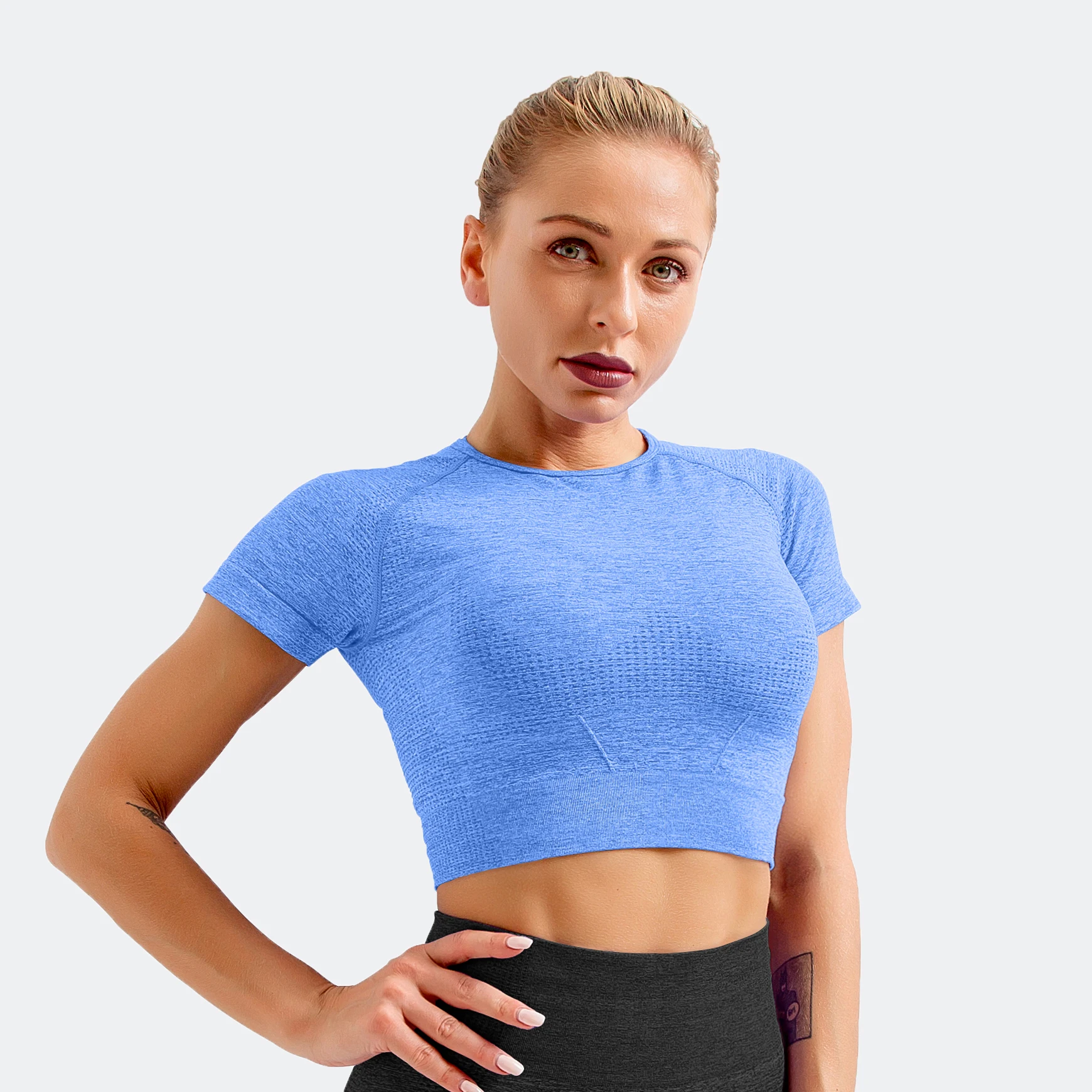 

Knitted sports tank top ladies high stretch breathable yoga crop yop gym fitness yoga t shirt BK272