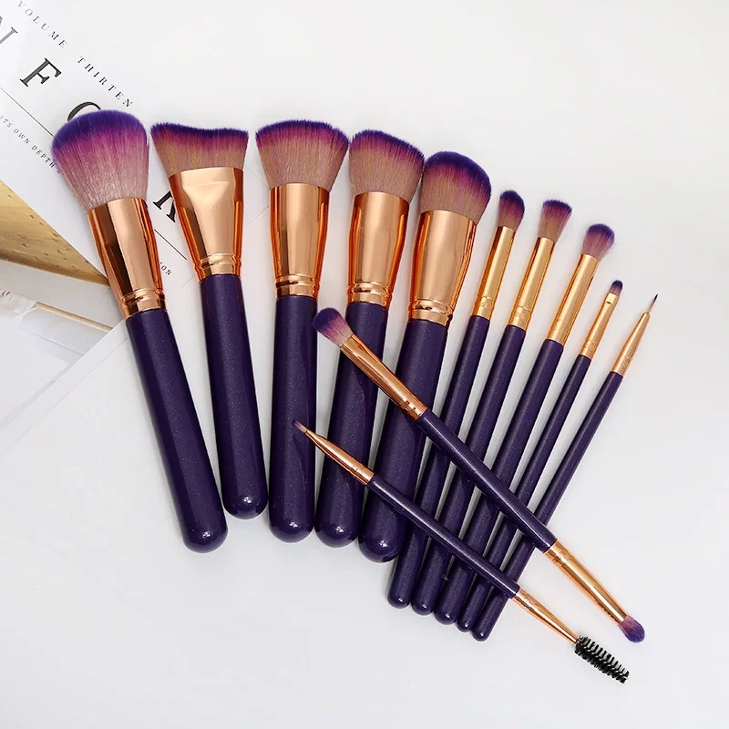 

Girls special makeup brush set 12 pieces of foundation brush wholesale makeup eye shadow makeup tools customization, Purple