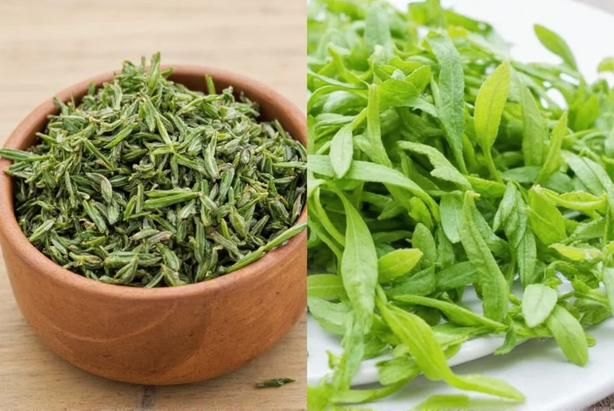 Organic fresh tarragon bunch sold in grocery packaging
