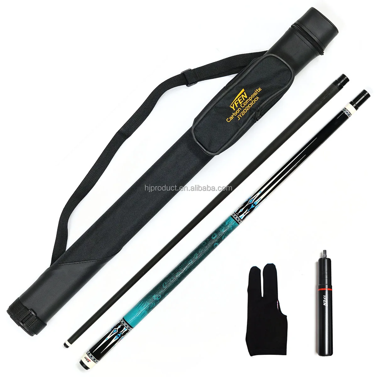 Premium Quality YFEN Gift Set 1/2-pc Carbon Fiber Pool Cue Kit  with Telescopic Extension  Glove  case Bag for Sale