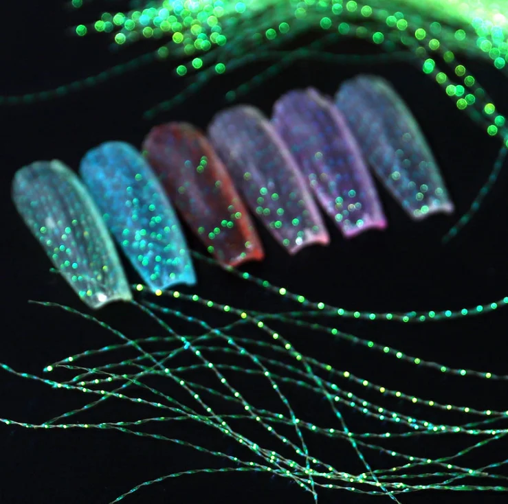 

HOT Glitter Laser Nail Fluorescent Thread Silk Line Sticker Flash Luminous Color Fiber Glass For Nails Art Silk Nail Decoration