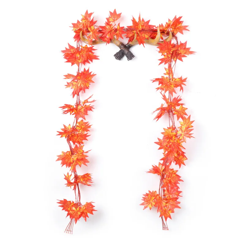 

DDA255 Home Party Decor Cheap Fake Leaf Wall Flowers Plastic Hanging Vine Garland Plants Indoor Fall Artificial Red Maple Leaf