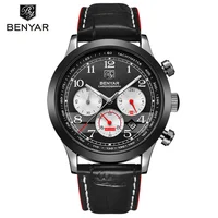 

BENYAR BY-5107M Trendy Men's Chronograph Auto Date Quartz Leather Wrist Watch Hot Sale Cool Watches For Men