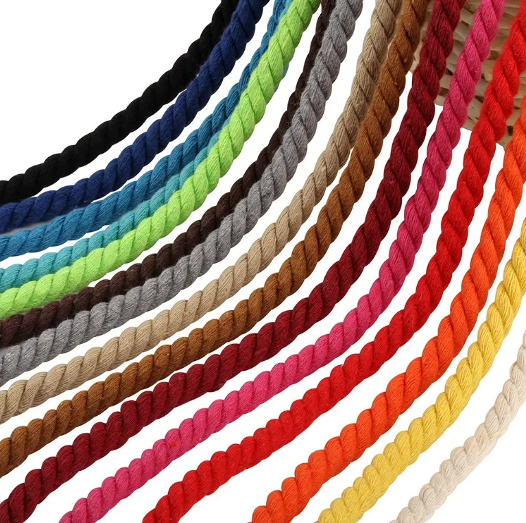 

8mm cotton rope thick 3-strands twisted colored cotton cord, Customized