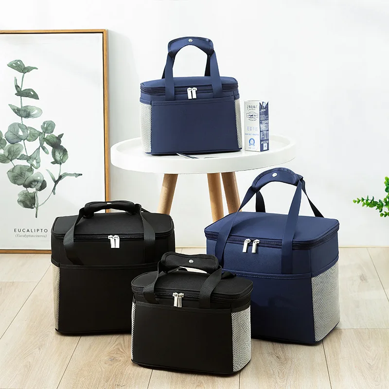 

2022 Hot Sale Waterproof Nylon Fabric Cooling Bag Lined With Aluminum Film Picnic Lunch Bag, Blue, black, brown