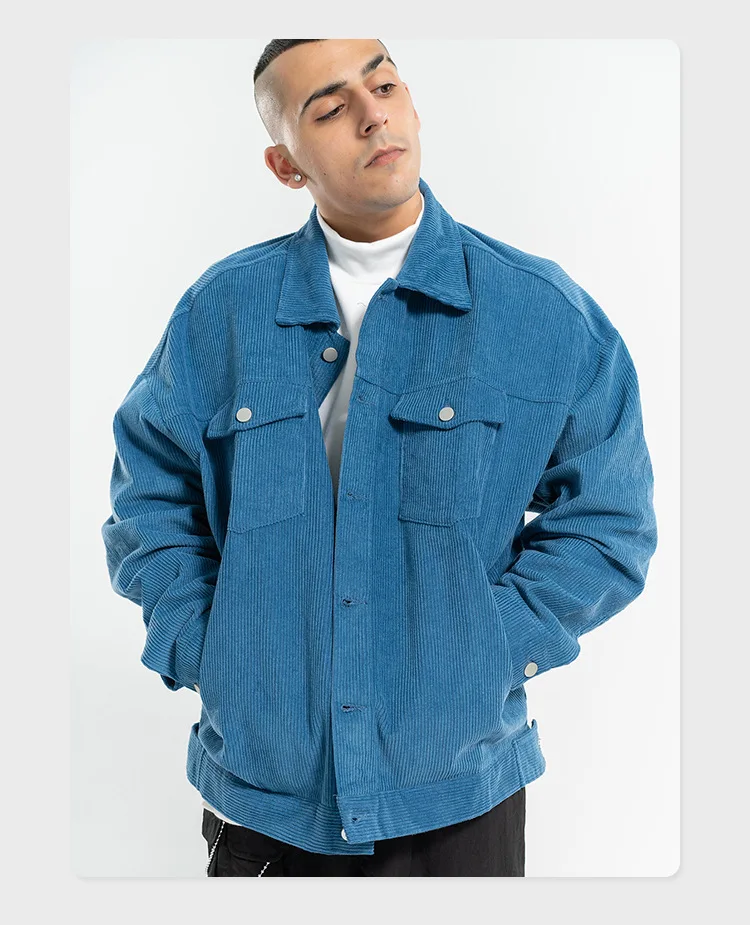 

New product original fashion brand men's clothing pure color lapel corduroy jacket men's jacket