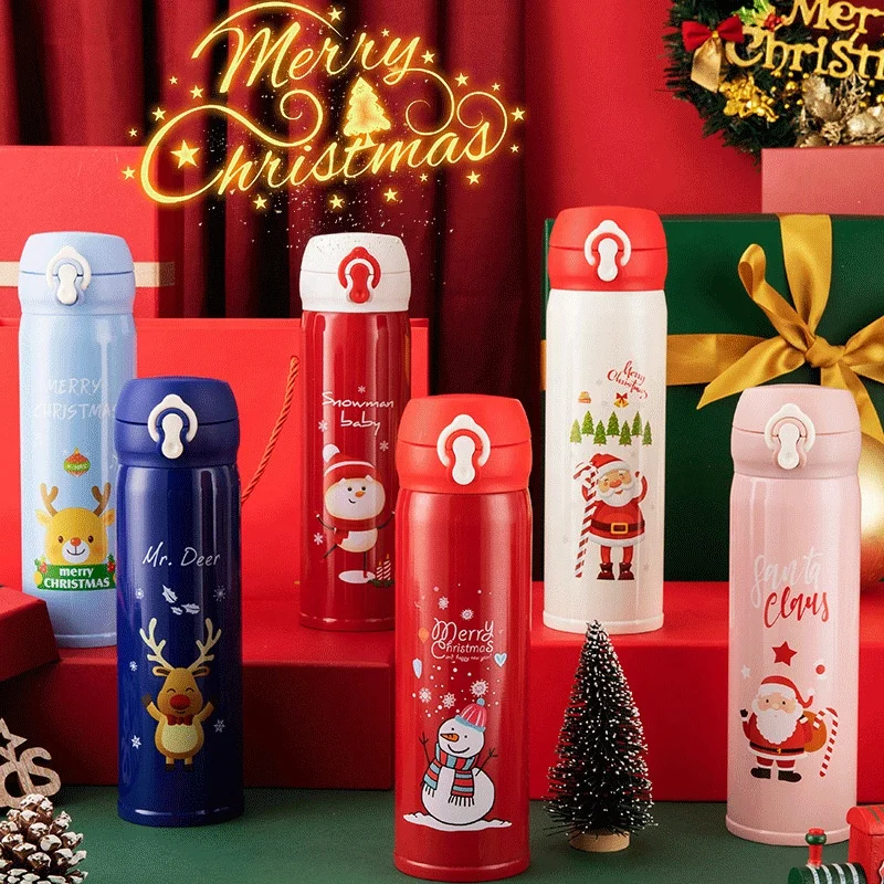 

shoutao Customized christmas double wall vacuum flask stainless steel vacuum insulated water bottle botella de agua