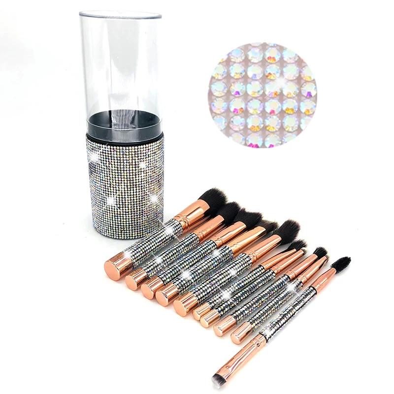 

TLD Make Up Brushes 10pcs Professional Synthetic Hair Foundation Powder Silver Blush Cosmetic Private Label Makeup Brush Sets