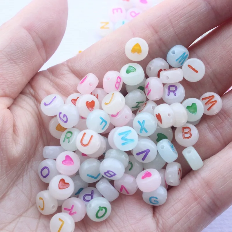 

Round Alphabet Letter Numbers Heart Beads Jewelry Making DIY Jewelry Making Accessories Wholesale Glow in The Dark 4*7MM Spacers, White/black/colorful