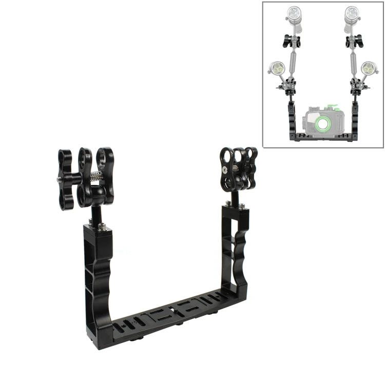 

Dropshipping Dual Handles Diving Tray Stabilizer with Dual Ball Aluminum Alloy Clamp for Underwater Camera Housings