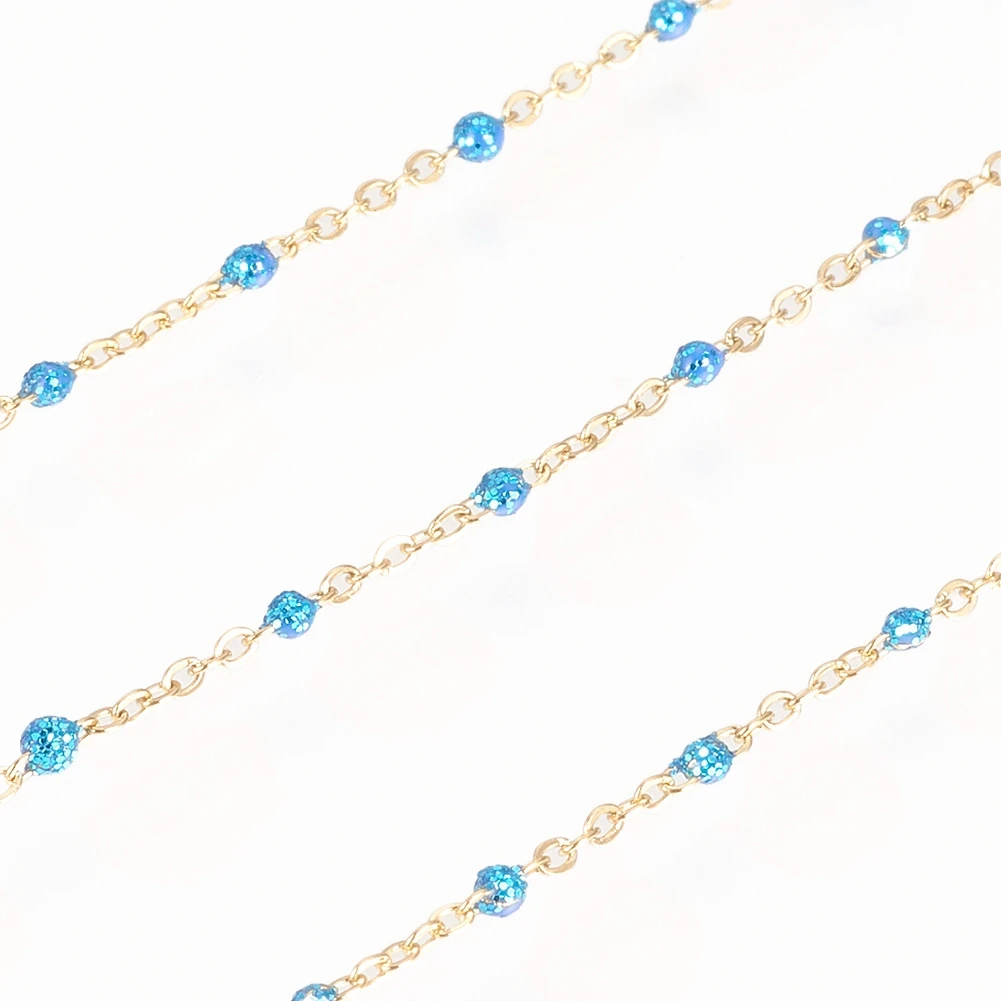 

PandaHall 304 Stainless Steel Flat Oval Beaded Enamel Cable Chains, Golden