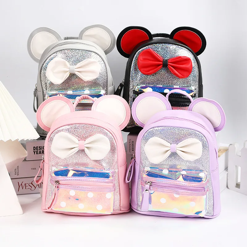 

Custom reversible sequin school backpack children backpacks for kindergarten schoolbag kids gift bags with bowknot, As picture