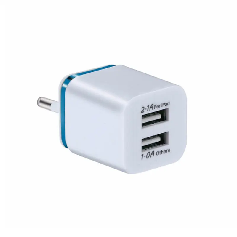 

2019 Christmas Gift USB Charger Mobile Phone for Charging Power EU Dual USB Ports Travel Adapter Universal USB Wall Charger, Golden silver orange blue purple