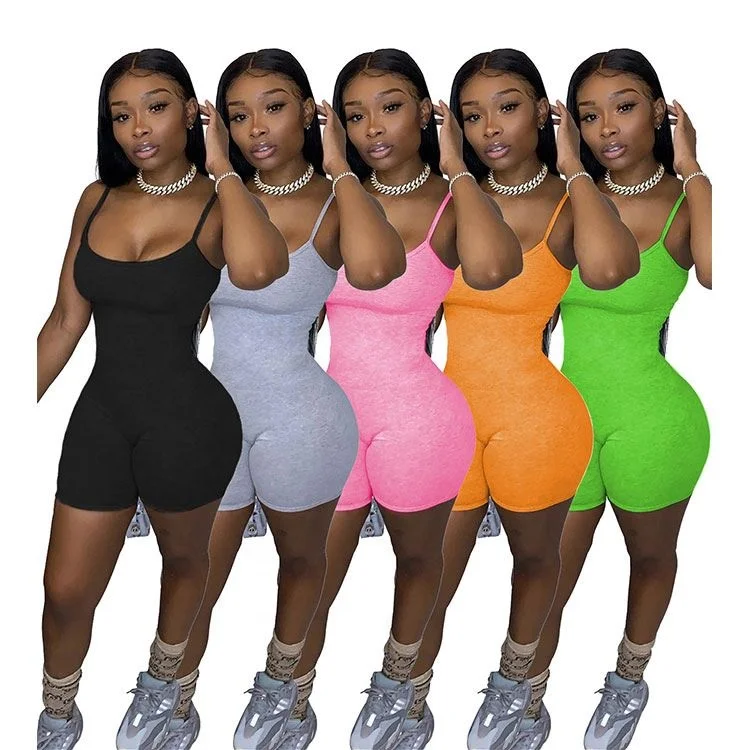 

Outfit Autumn Boutique Large Plush Personalized First 2021 Pretty Sleeveless Thread Women Jumpsuit Rompers, Black,gray,pink,orange,green