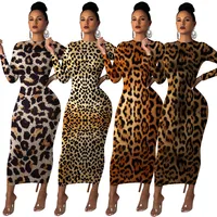 

Best Price Customized Fashion Sexy Women Dress Leopard Print Party Wear Long Sleeve Slim Dresses Supplier In China