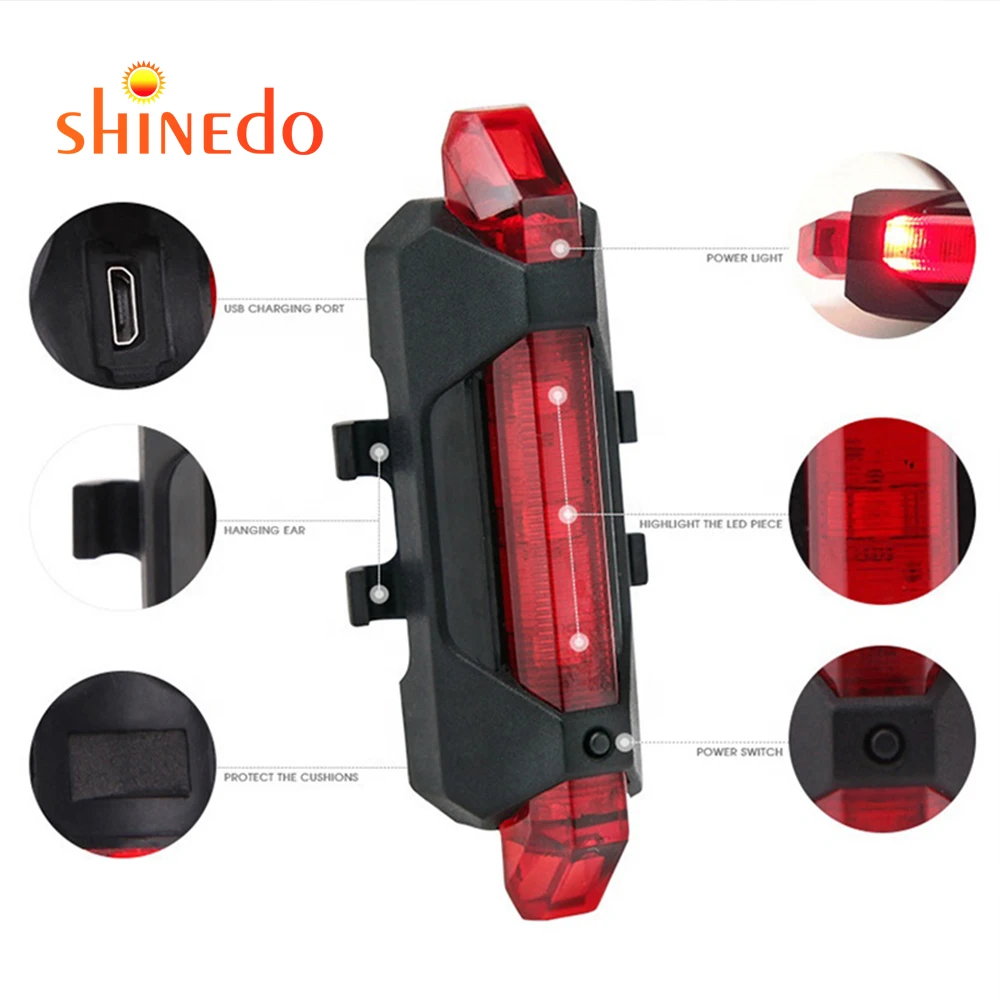 

USB Rechargeable bicycle front tail light 4 modes Waterproof LED bicycle light set Bike Accessories