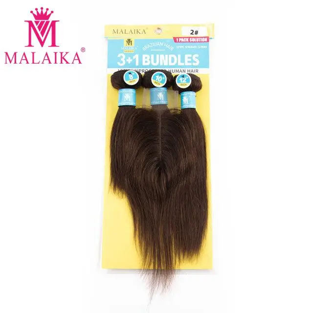 

malaika hair 3+1 Grade 100 human Hair Brazilian hair color #2, Natural color weave wig