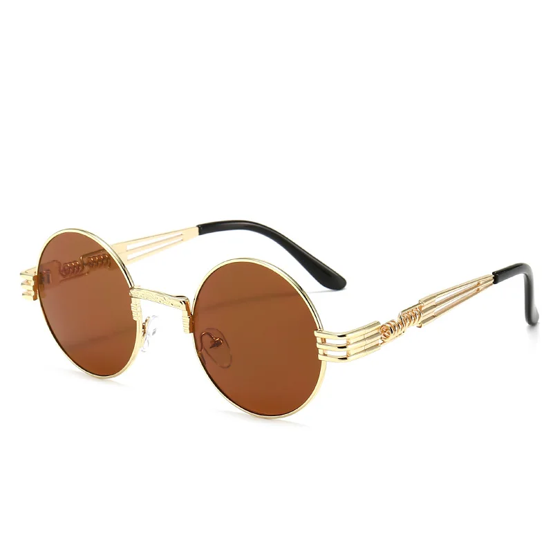 

Hot Sale Eyewear Retro Vintage mens Round steam punk sun glasses 2021 men Steampunk shades Sunglasses, As is or customized