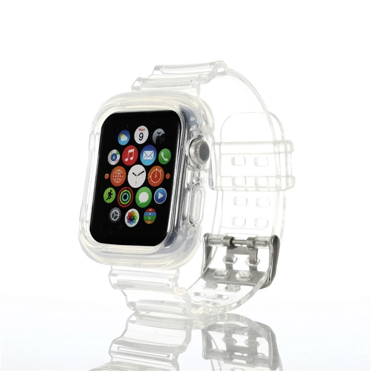 

For Apple Watch Band Transparent Transparency Strap Clear Watchband For iWatch Band Strap with watch case