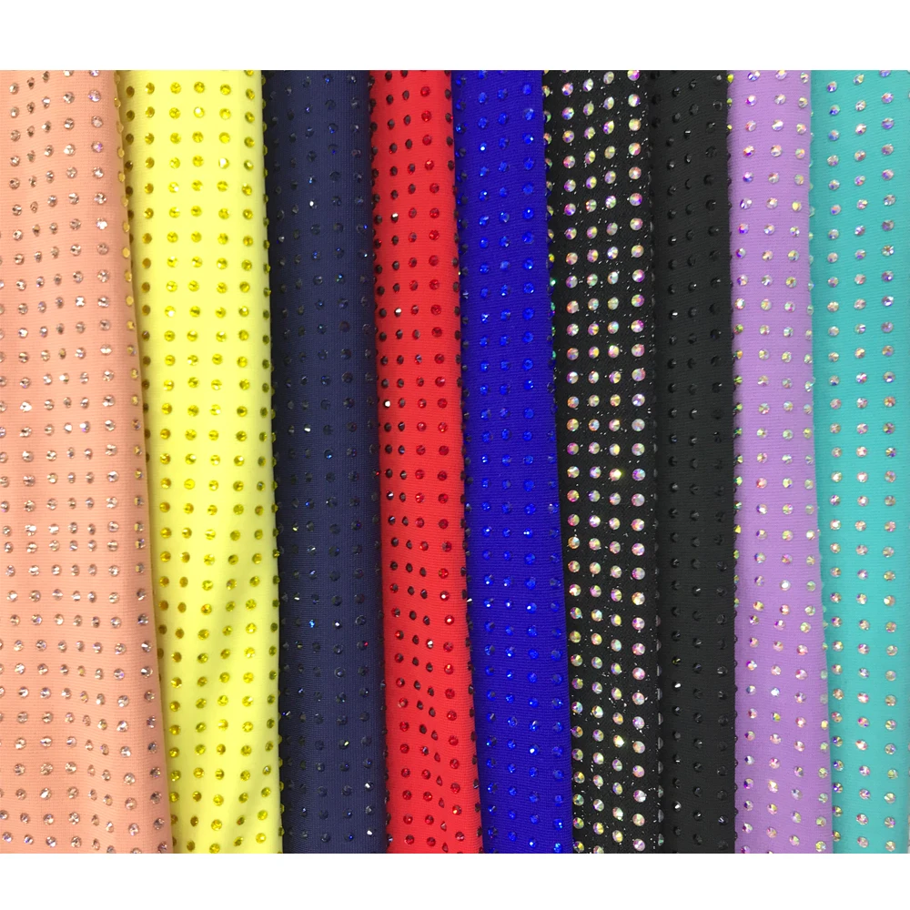 

va126 Multicolor SS10 elastic fabric for clothing fabric with rhinestone crystal mesh women dress