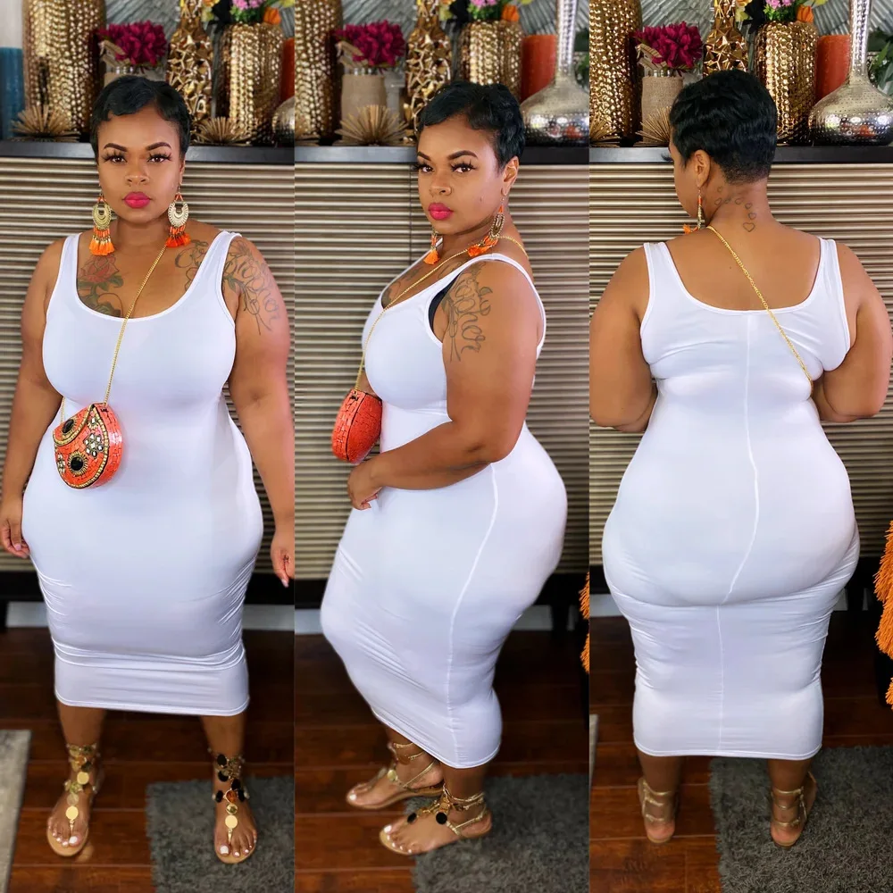 

Summer 2021 women clothing Fashion Oversized Solid Plus Size Women Clothing Casual Sun Dress Solid color Halter Dress, Picture shows